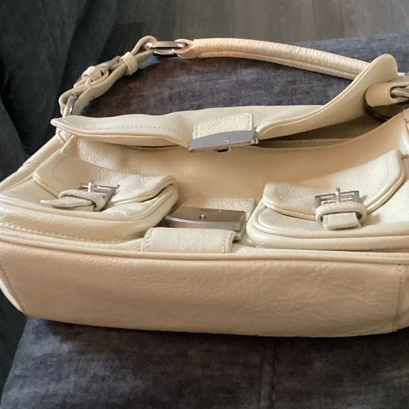 Prada Ivory Leather Shoulder Bag with Silver Buckles - Picture 15 of 15